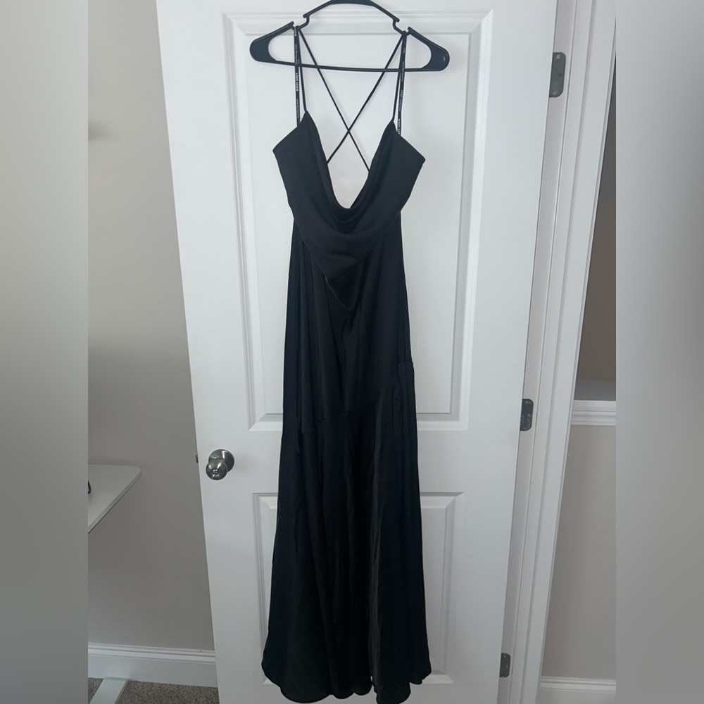 Birdy Grey Matte Satin Black Olivia Dress